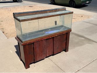 50 Gallon Glass Aquarium with Cherry Red Wood Stand Aquarium (LxWxH: 13.5” x 48” x 17.5”)