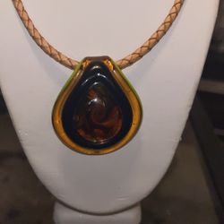 Murano Pendant With Leather Cord 