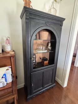 Refinished Matte Black Hutch/Cabinet