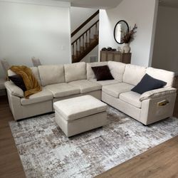 Sectional Sleeper Sofa With Storage Ottoman 