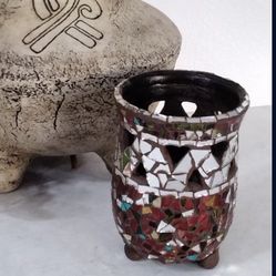 Brand New Super Adorable Mosaic Glass Decorated Vase . Local Pick Up $25 