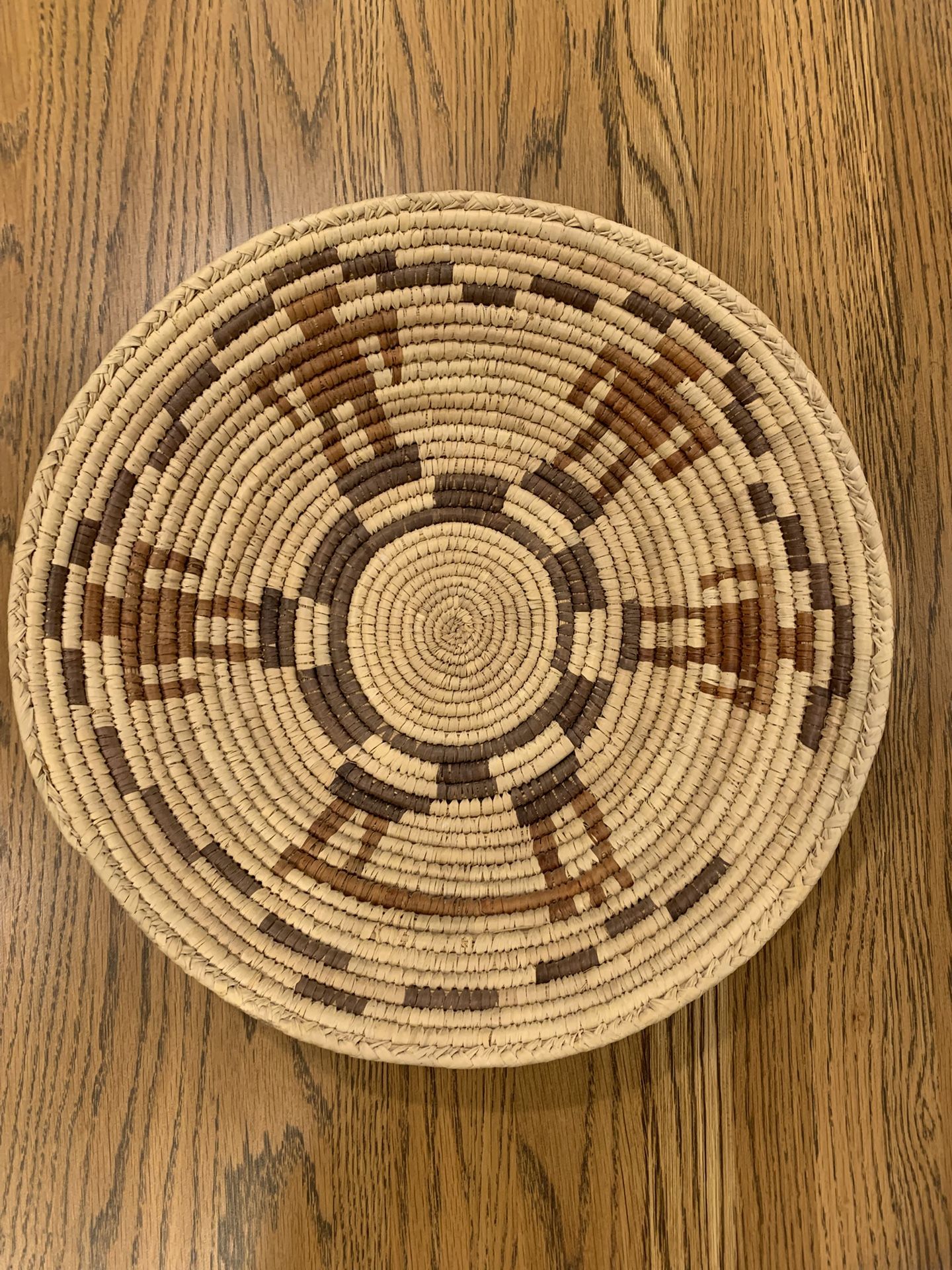 Large Woven Shallow Basket Decor
