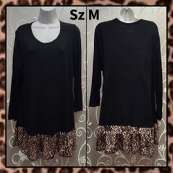 WOMENS LEOPARD RUFFLE BOTTOM DRESS SIZE M
