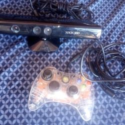 Xbox 360 Kinect Camera and Xbox 360 Controller Clear w/cord