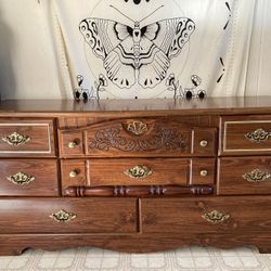 1991 Rustic Wooden Dresser 8 Drawers