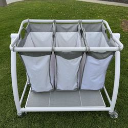 3-Section Rolling Laundry Hamper Cart – Seville Classics