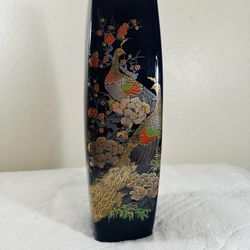 Japan Cobalt Blue Porcelain Peacock Vase