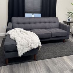 Living Spaces Gray Mid-Century Modern Sectional Sofa