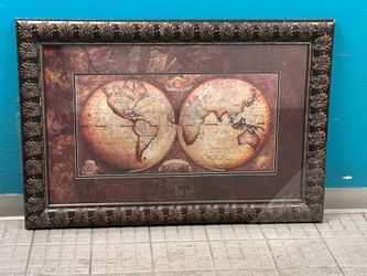 Very Cool Matted & Framed Old World Map