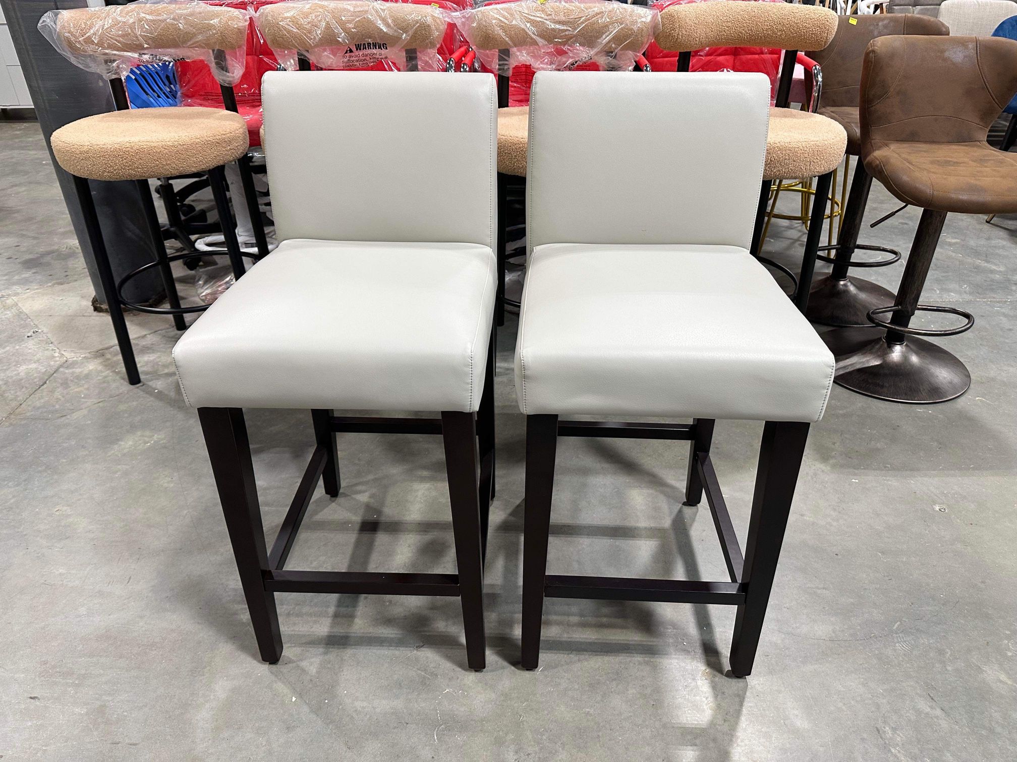 CHITA Counter Height Bar Stools Set of 2, 25" H Seat Height Upholstered Barstools, PU Leather(some stain on one)