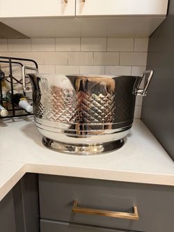 Polished Silver Ice Bucket with Handles