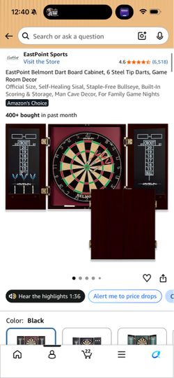 Javelin Dartboard & Cabinet Set