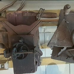 Antique Grass Seeder And  Some Kind Of Grinder 