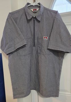 Ben Davis Half-Zip Work Shirt Hickory Stripe