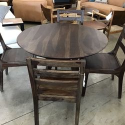 Mid Century Modern Solid Wood Table & 4 Chair SET