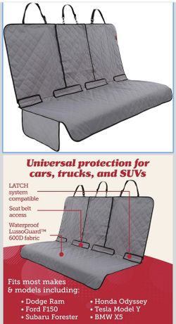 LUSSOGEAR Premium Gray Non-Slip REAR Car Seat Cover Protector Pet Cat Dog SUV RAV4 MODEL Y