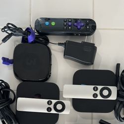 Two Apple TV 3  With Extra Remote And A Roku 3 