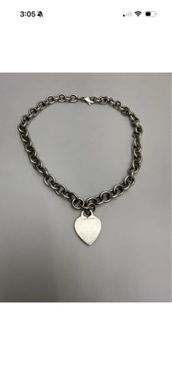 Tiffany & Co Sterling Silver Heart Tag Chain Necklace 16" 68g 925