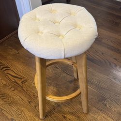 Wooden Stool with Upholstered Top 