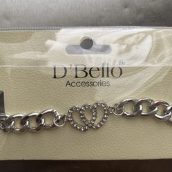Silver plated two hearts cuban link bracelet
