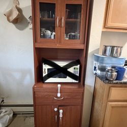 Hodedah Long Standing Kitchen Cabinet – Cherry Finish – $60
