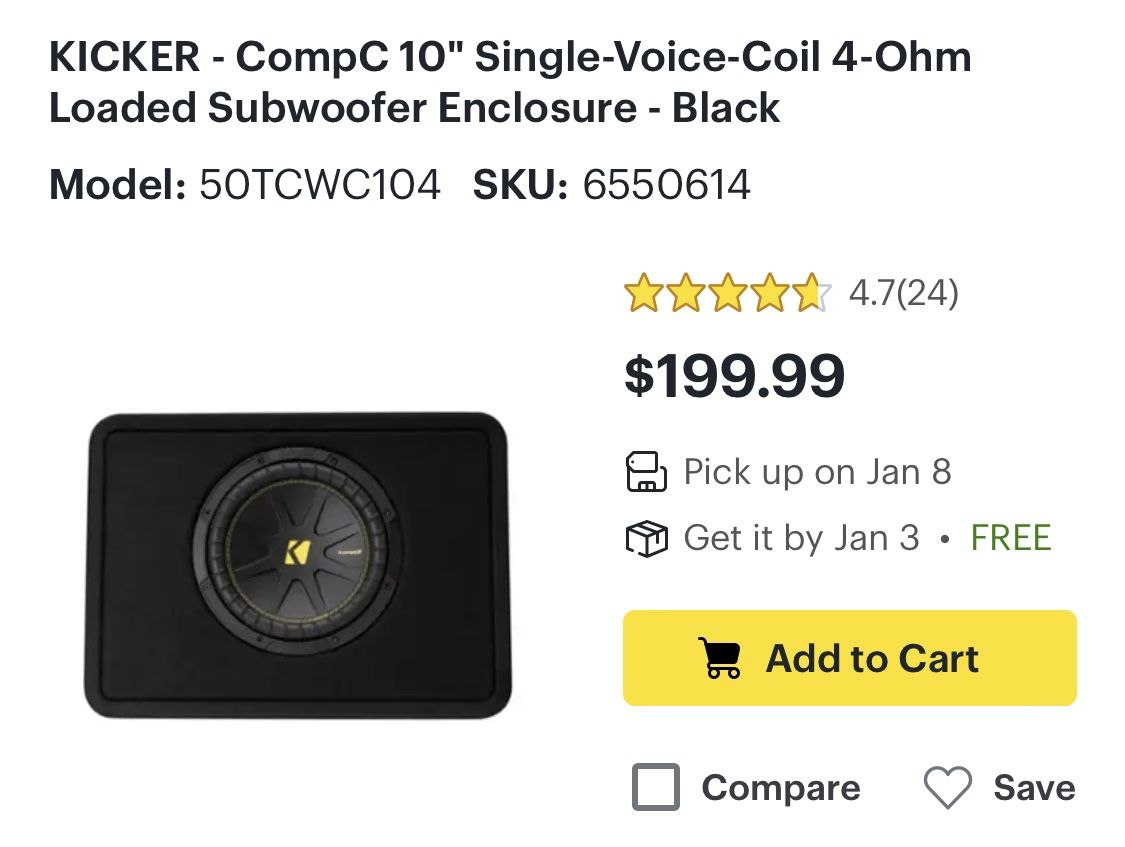 10” Single Kicker Subwoofer 🔊 