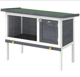 Wooden Rabbit Hutch~NEW~35"-Guinea Pig Cage w Asphalt Roof, Outdoor Elevated Bunny House
