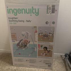 Ingenuity InLighten Baby Swing,  5-Speed, Swivel Infant Seat, Nature Sounds, Lights - Pink, Nally