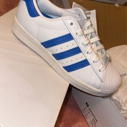 Adidas Superstar Blue Stripes Size 4 & 4.5 