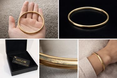 14K Milor Italy Gold Bangle Bracelet – Resin Core, Lightweight, No Box