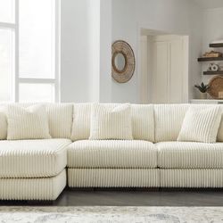 Lindyn Ivory 3-Piece LAF Chaise Sectional (sofa Loveseat Couch 