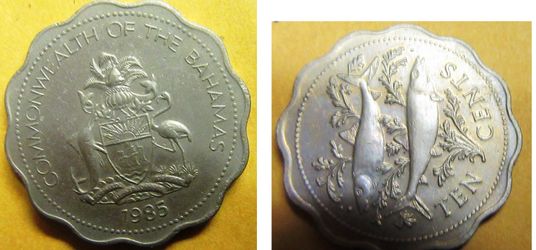 BAHAMAS TEN CENTS 1985