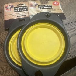 2 Pack Dog Cat Portable Collapsible Pet Bowl Water Food Dish Travel Foldable