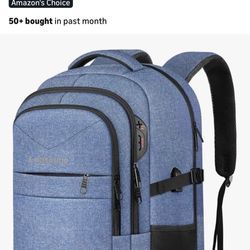 Lapsouno Extra Large Travel Backpack, TSA Laptop Backpack, 17 inch Bag with USB Port, 40L Carry on College School Computer Bag for Men Women, Blue