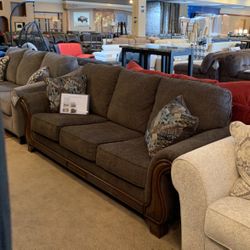 Milton-Wood Sofa And Loveseat