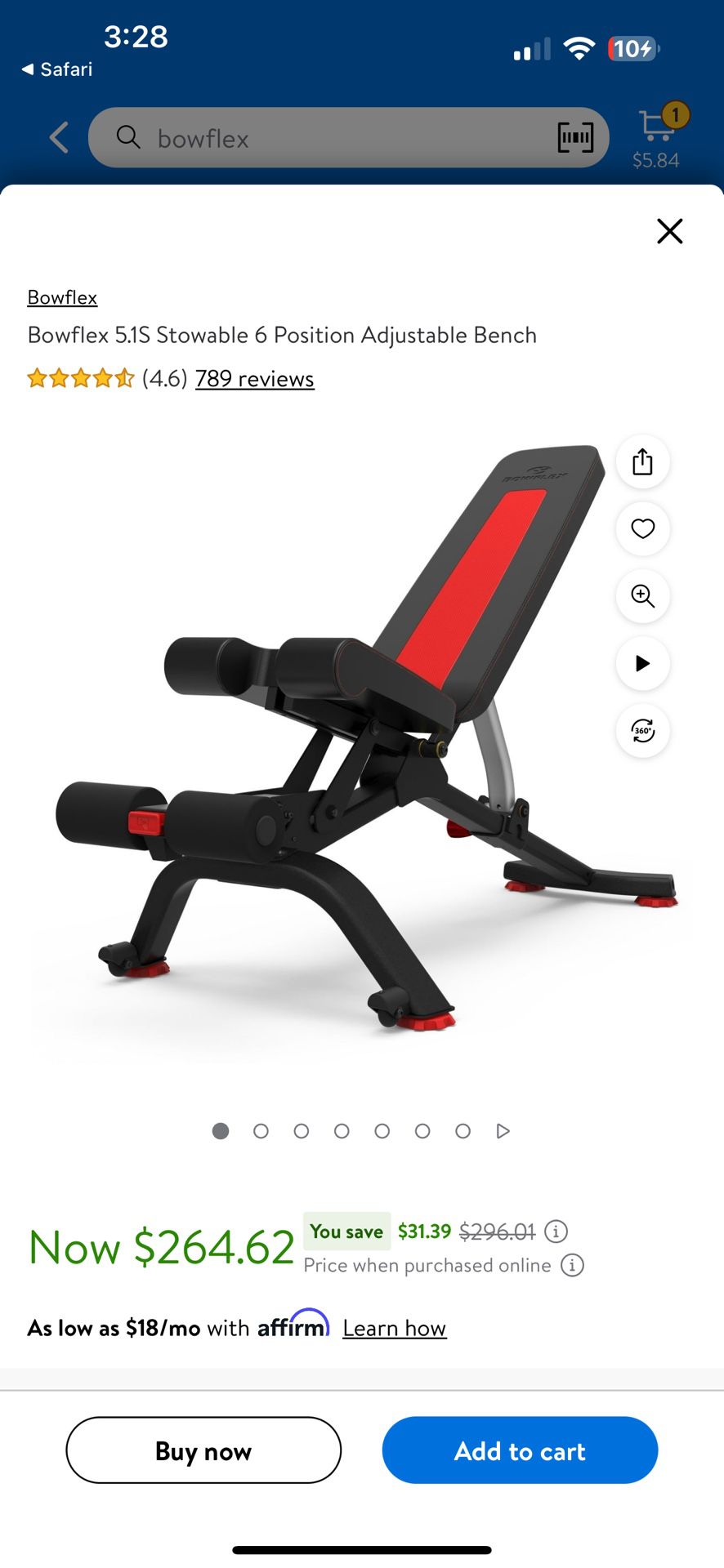 LITERALLY LIKE NEW Bowflex 5.15 Stowable 6 Position Adjustable Bench