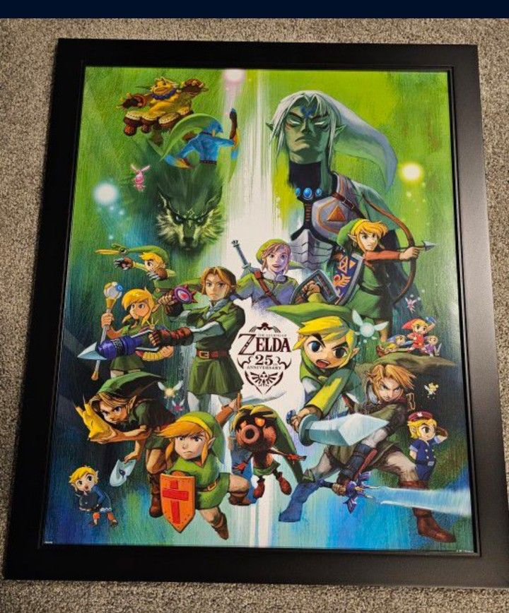 Framed Game And Marvel Art - Avengers Zelda Mario