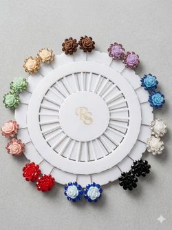 12 Pairs Floral Hijab Pins Set – Rhinestone Rose Flower Scarf Pins for women