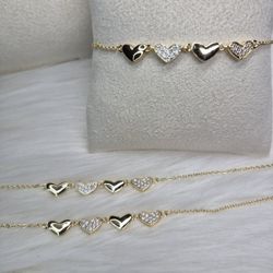 Beautiful Heart Bracelets 14K Gold Laminated Non Tarnish Excellent Quality Quality 25$ Each!