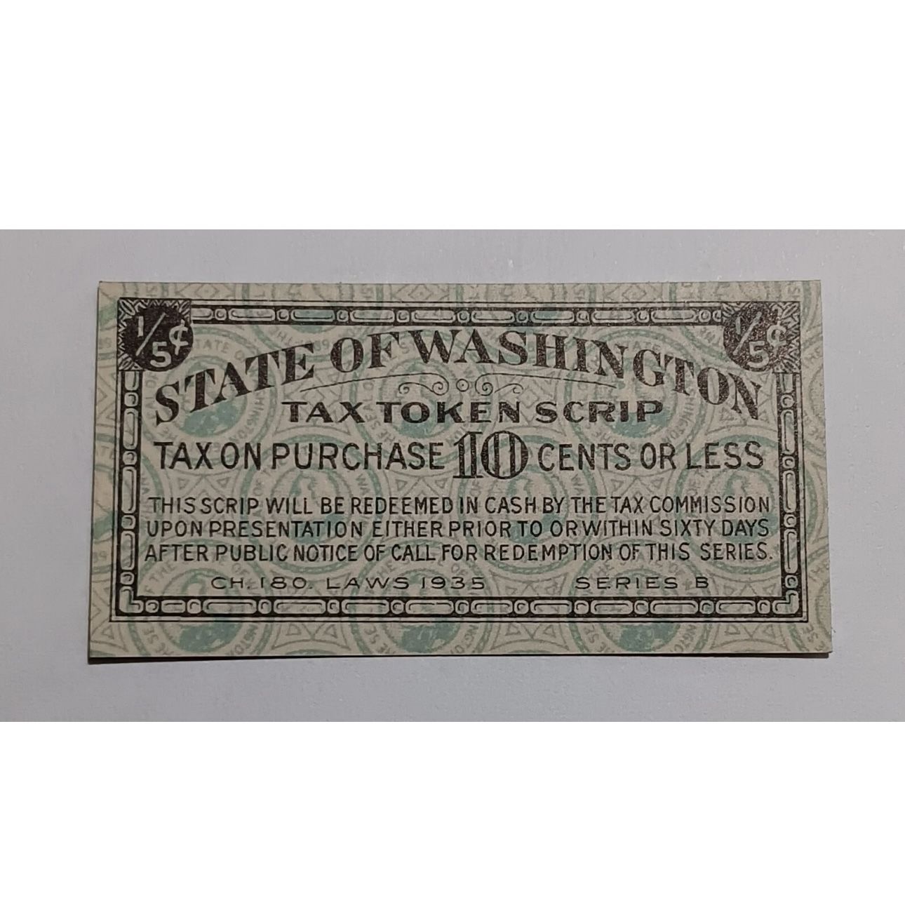 1935 Washington 1/5 Cent Tax token script