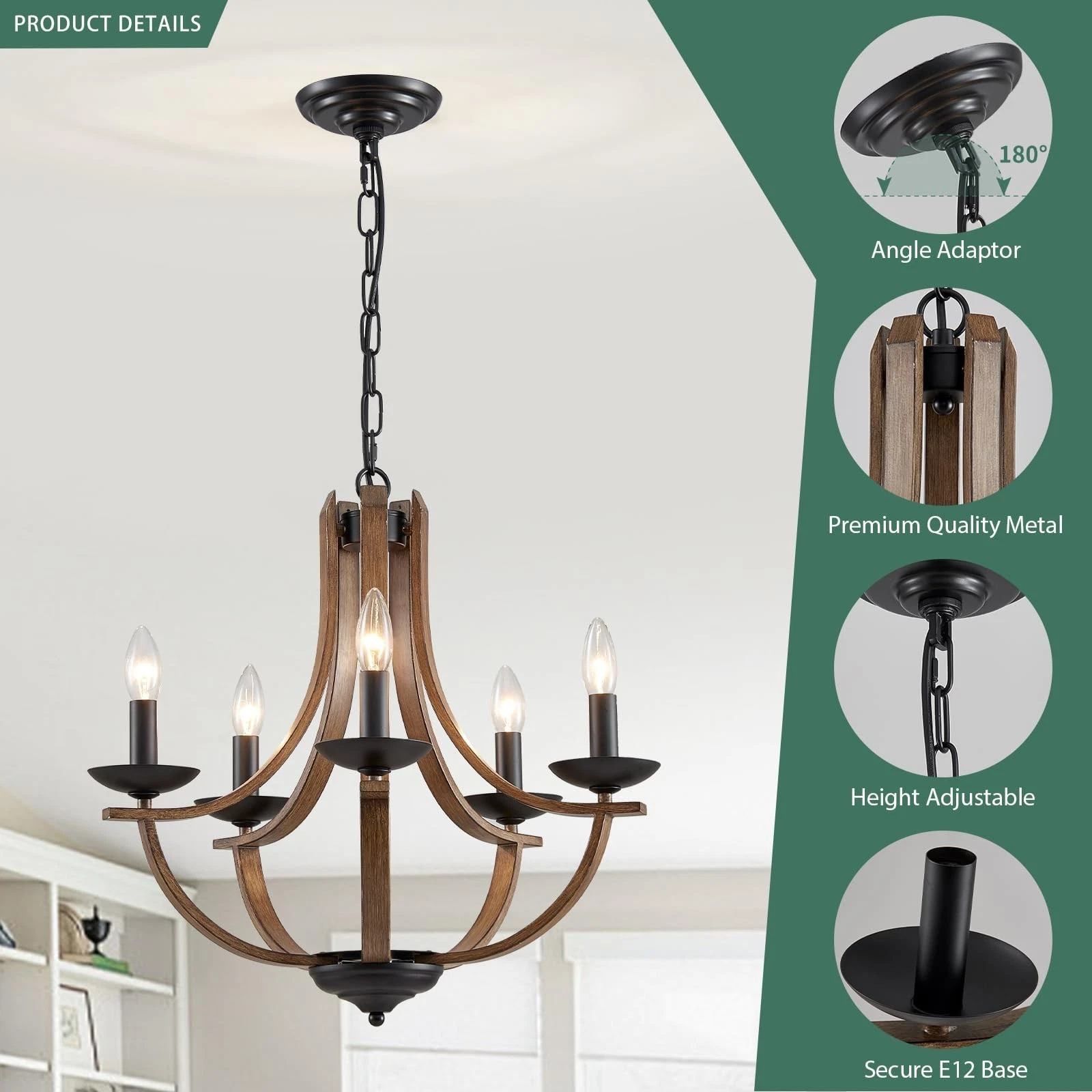 NEW RUSTIC CANDLE CHANDELIER 