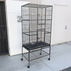 (New in box) $160 X-Large 69” Bird Cage, Rolling Stand, Plastic Tray, Size 31x19x69” for Mid-Sized Parrots 