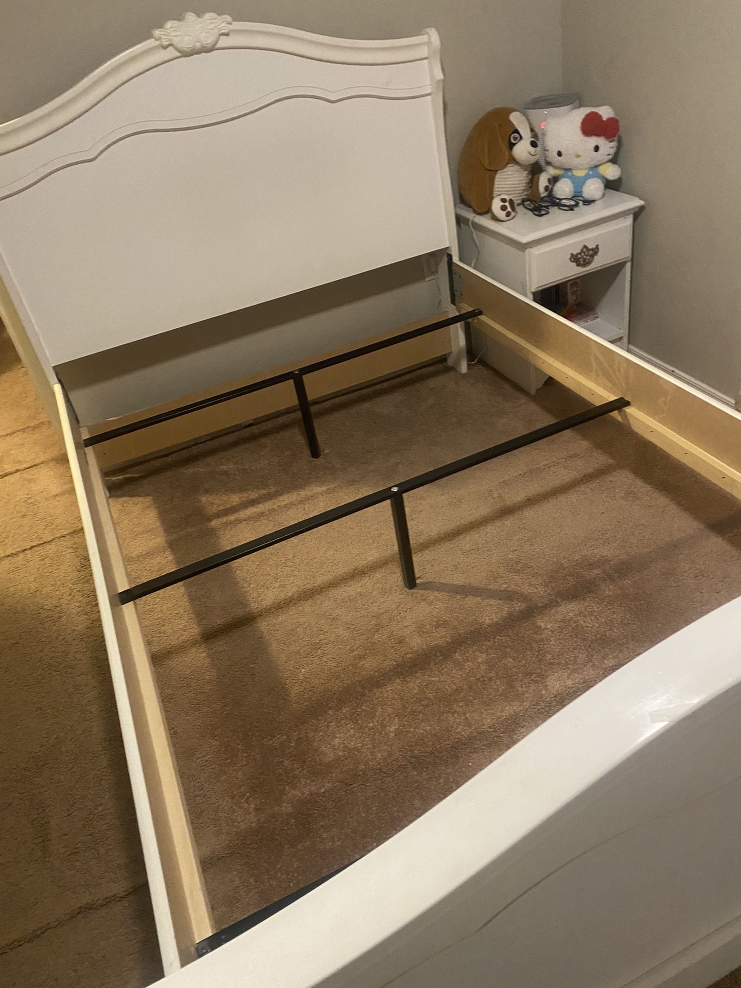 White Wood Full Bed Frame Only
