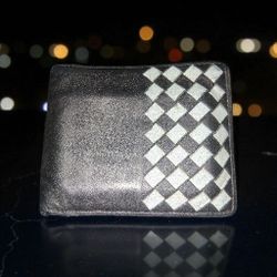 Bottega Veneta Weaved Wallet Used Grey And Black 