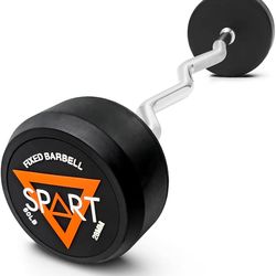 SPART Rubber Coated Fixed Barbell, Pre-Loaded Weights Straight Solid Steel Barbells, Weighted Bar for Weightlifting Exercise, Bodybuilding, Strength T