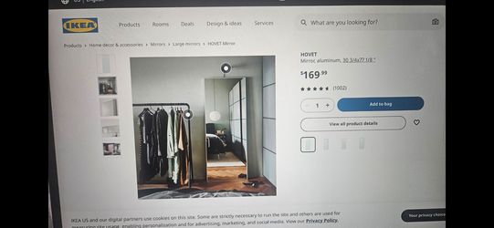 IKEA HOVET Aluminum Large Mirror