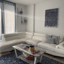 USED WHITE LEATHER COUCH