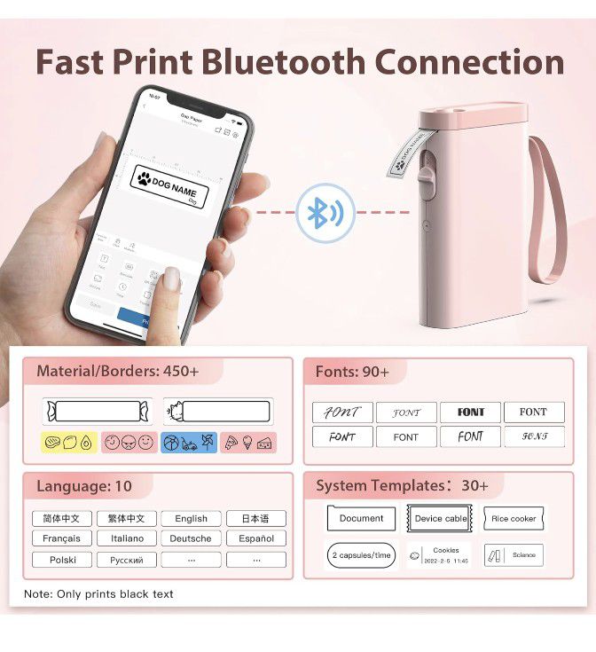 P21 Label Maker Machine with Tape, Bluetooth Label Printer Portable Mini Label Makers Built-in Cutter Sticker Maker with Multiple Templates Use for Sc