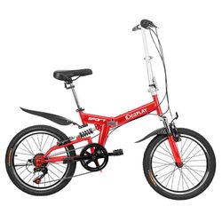 20" 6-Speed Folding Bike Red