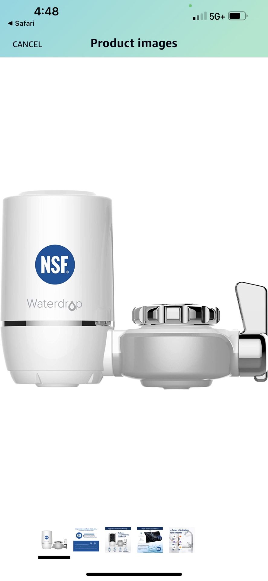 Waterdrop WD-FC-01 NSF Certified 320-Gallon Longer Filter Life Water Faucet Filter, Tap Water Filter, Reduces Chlorine & Bad Taste - Fits Standard Fau